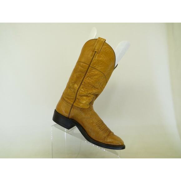 NOCONA Brown Leather Ostrich Cowboy Western Boots Mens Size 7 D main image 8